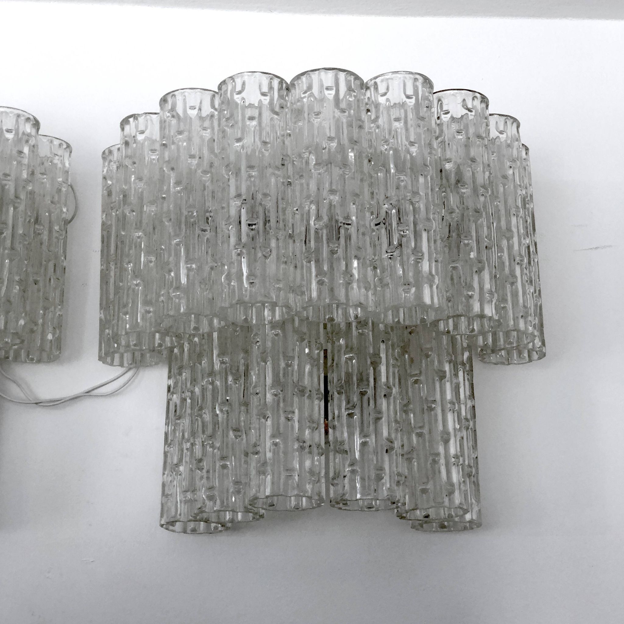 Mid-century Italian Clear Murano glass sconces. Set of two