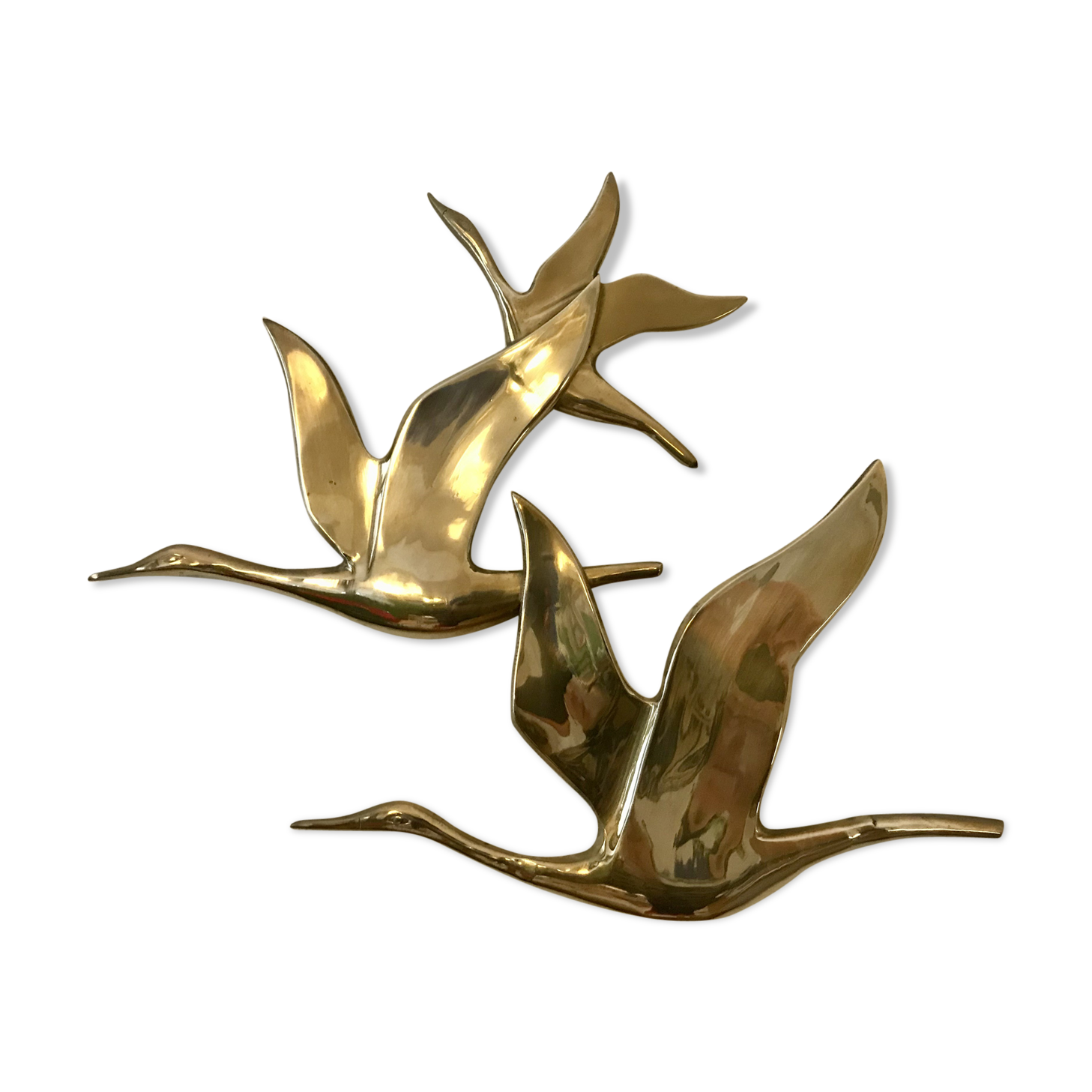 Birds in brass flight