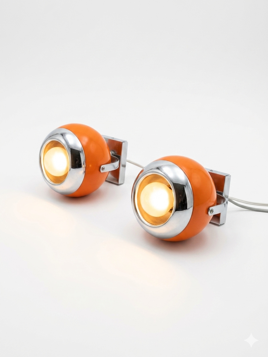 Pair of vintage 70s eyeball wall lights.