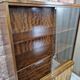 Restored 1950s Art Deco Style Bookcase Display Cabinet with Flame Veneer