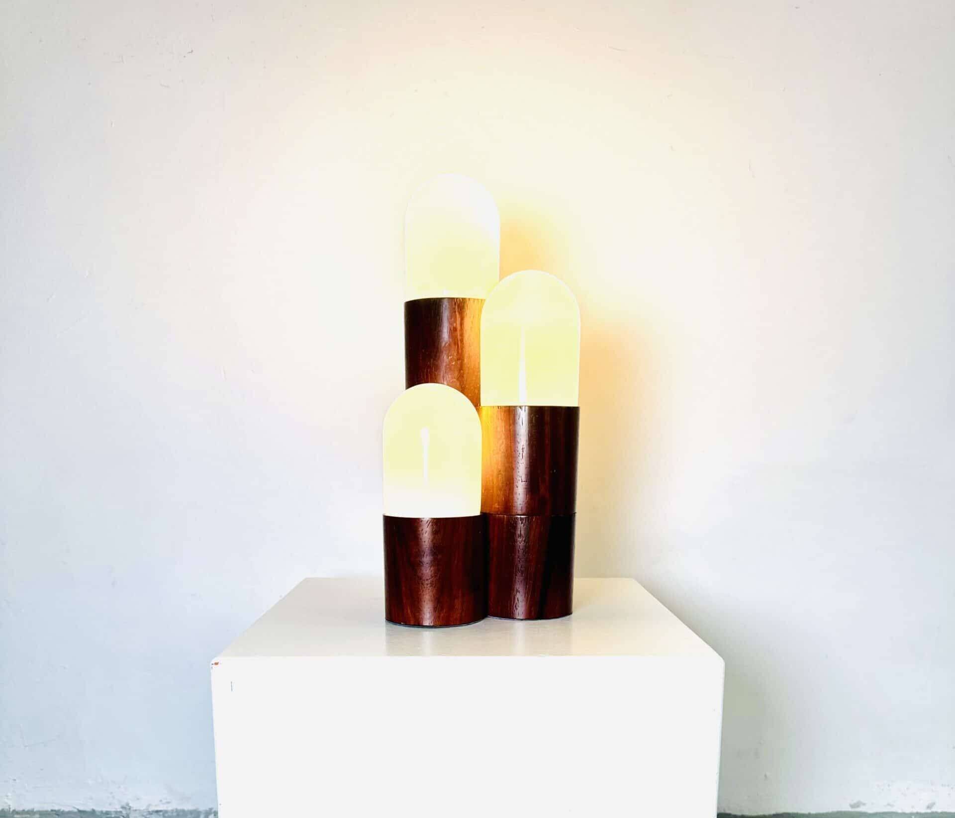 Sculptural Dome Table Lamp In Cylindrical Rosewood, Brasil Circa 1960