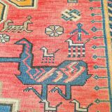 Tapis d'orient fait main de couloir caucasien ancien Kazak  3,09 x 1,52 m