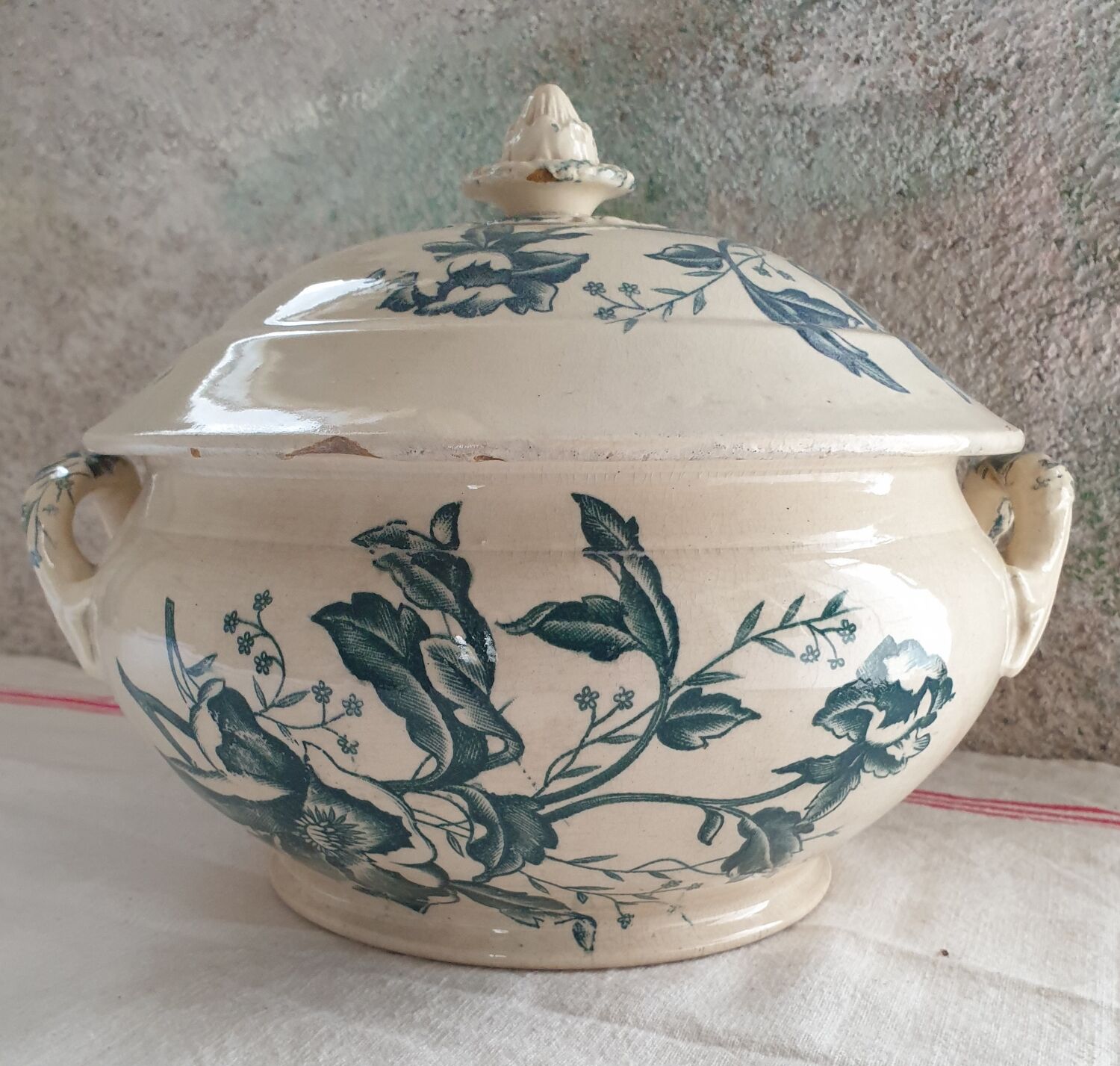 Iron earth soup tureen Faïenceries de Lyon