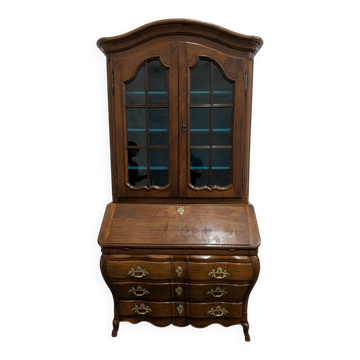 Writing desk in tomb style with display case, solid elm, 18th century.