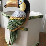 Vintage slip planter with Toucan decoration