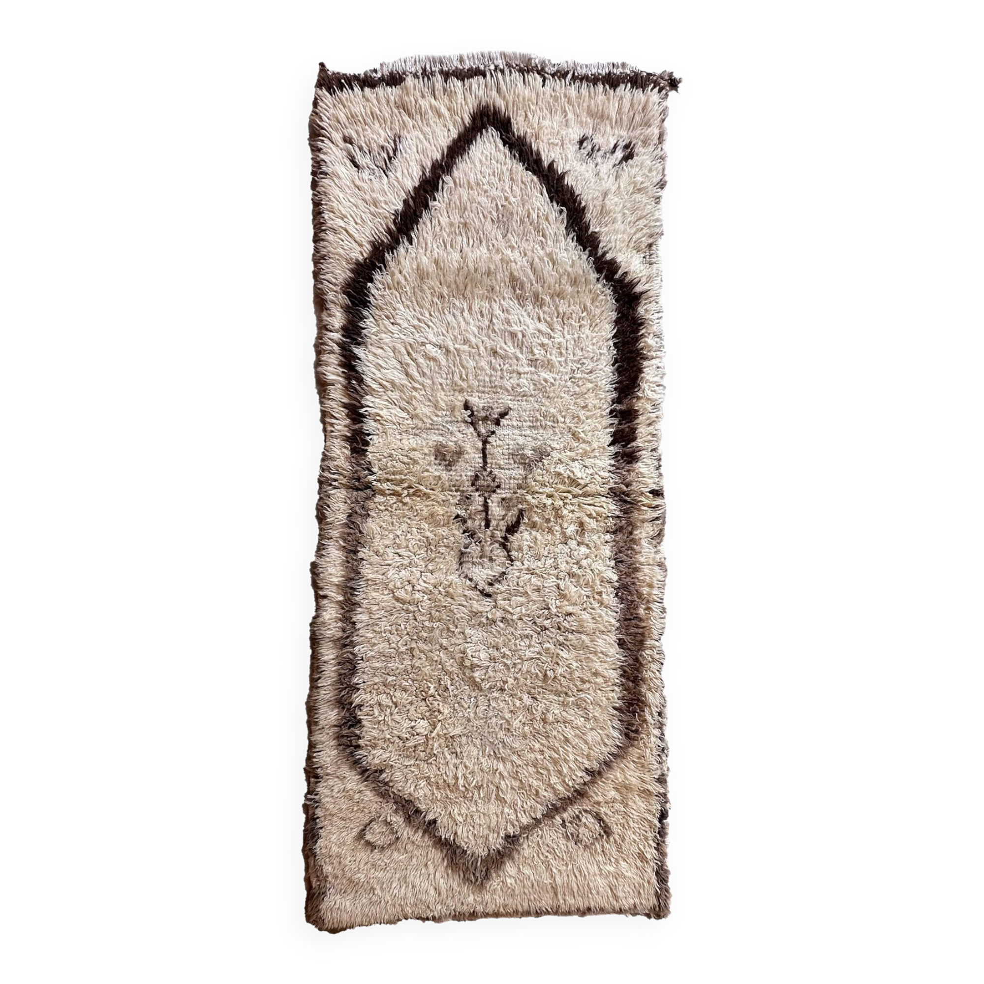 Azilal beige Berber rug - 191 x 79 cm