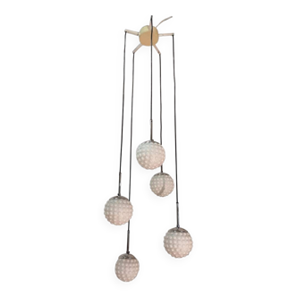 Suspension 5 glass balls from the 60s