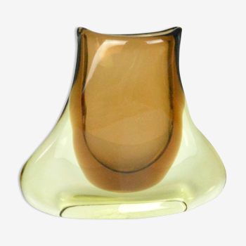 Vase moderne organique des années 1960, forme en verre, conçu par M. Klinger, Železny Brod Sklo, Tchécoslovaquie