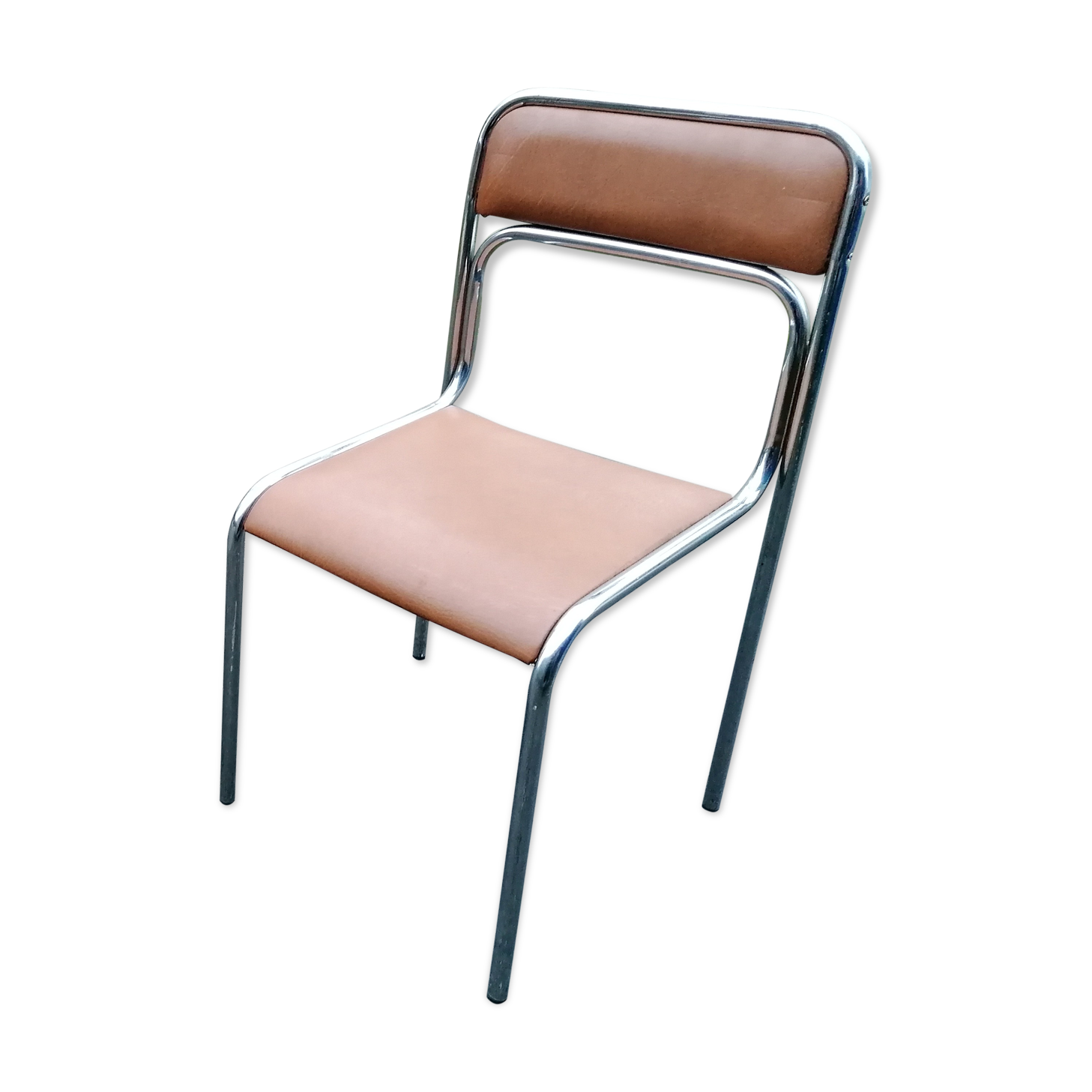 Lot 2 ascona chrome steel chrome chairs imitation vintage brown 1970