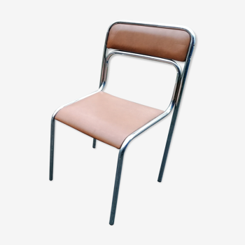 Lot 2 ascona chrome steel chrome chairs imitation vintage brown 1970
