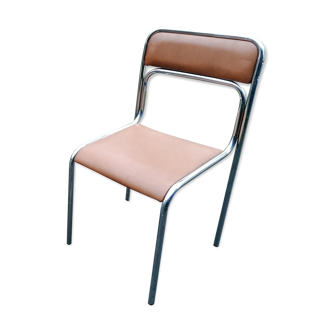 Lot 2 ascona chrome steel chrome chairs imitation vintage brown 1970