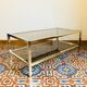 Table low brass and smoked glass 1950