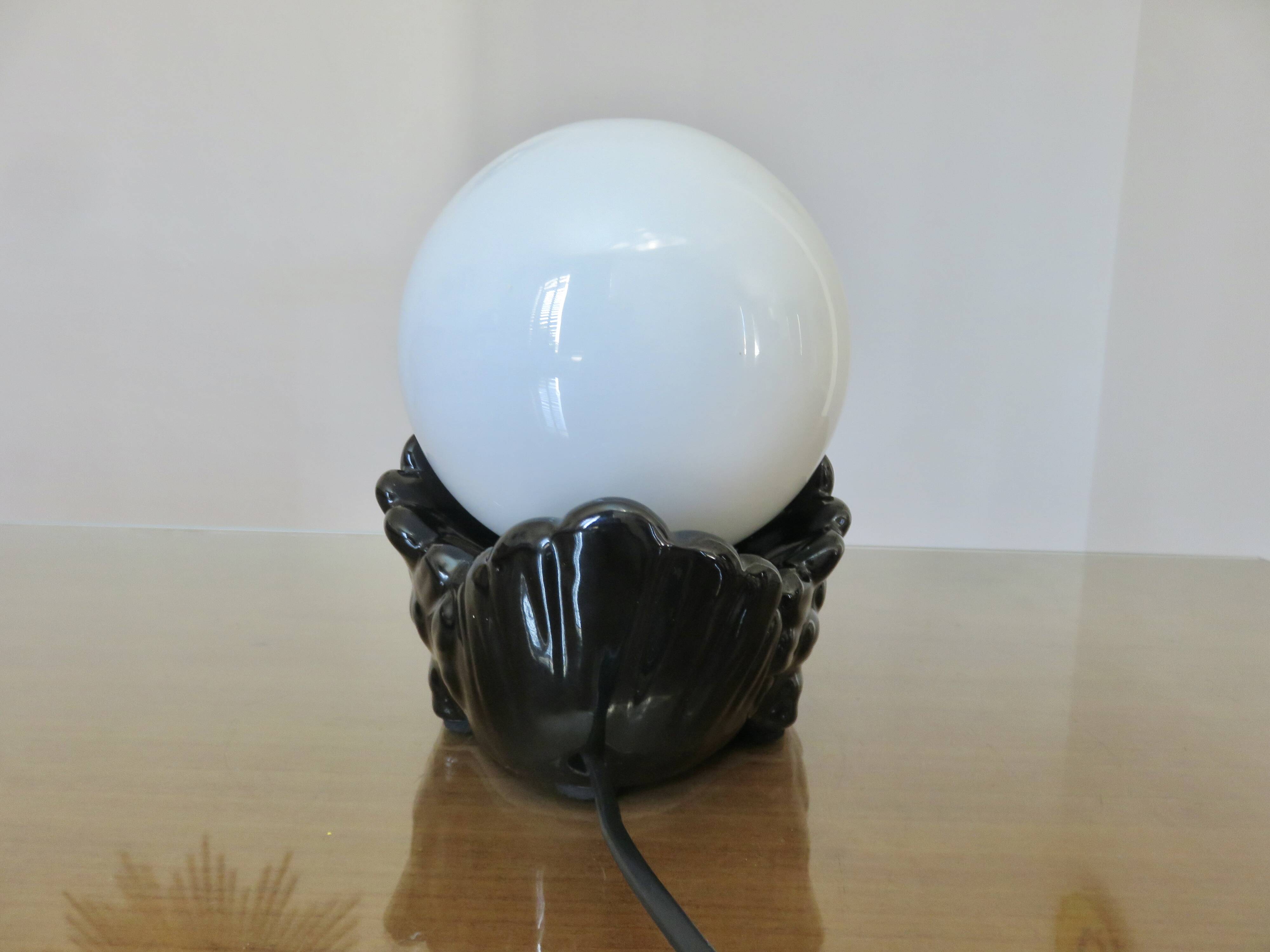 "Black swan" lamp in ceramic and opaline, 70s-80s