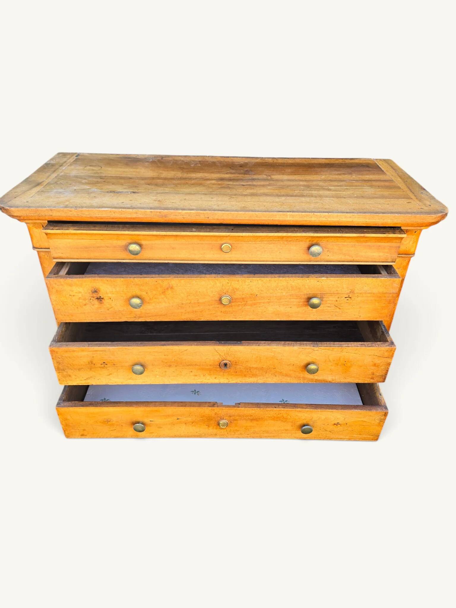Commode Louis-Philippe ancienne bois blond, 4 tiroirs