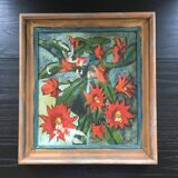Modernist red flower painting