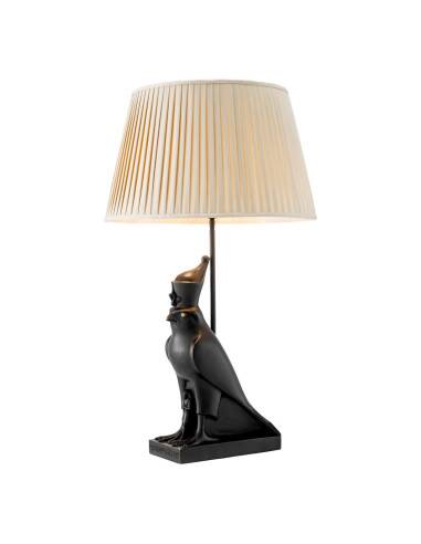 Pair of Horus model table lamps, patinated bronze.
