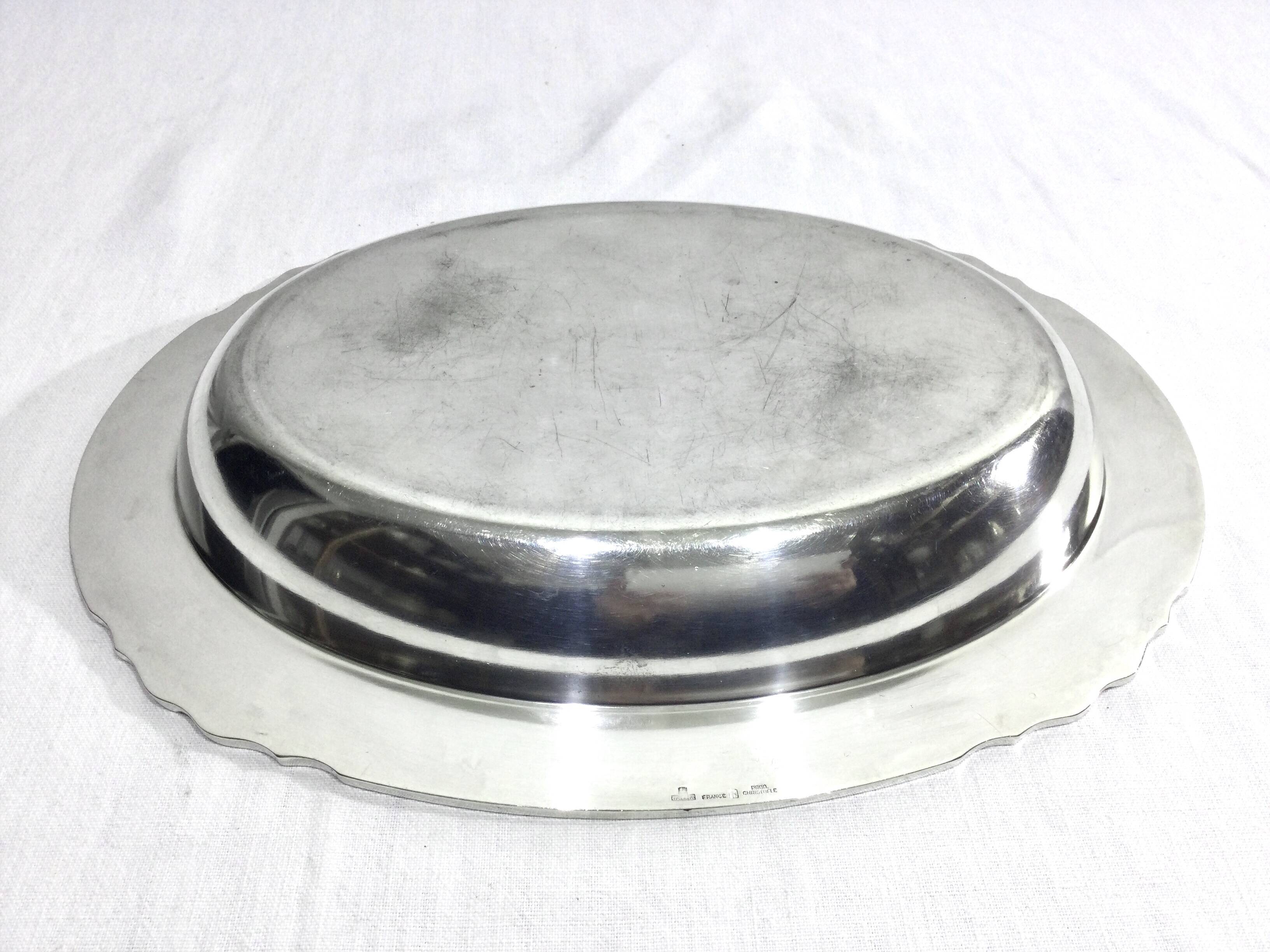 Gallia collection serving dish in silver metal