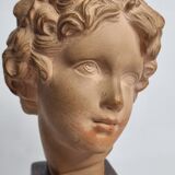 Bust of Bacchus child in patinated terracotta, 21 cm