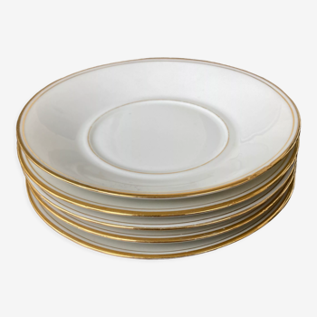 Lot 5 saucer plates Limoges Charles Ahrenfeldt gilded edging