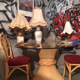 Table en rotin Maugrion, 8 couverts, repatinée