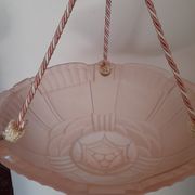 Art Deco style washbasin suspension in pale pink frosted glass