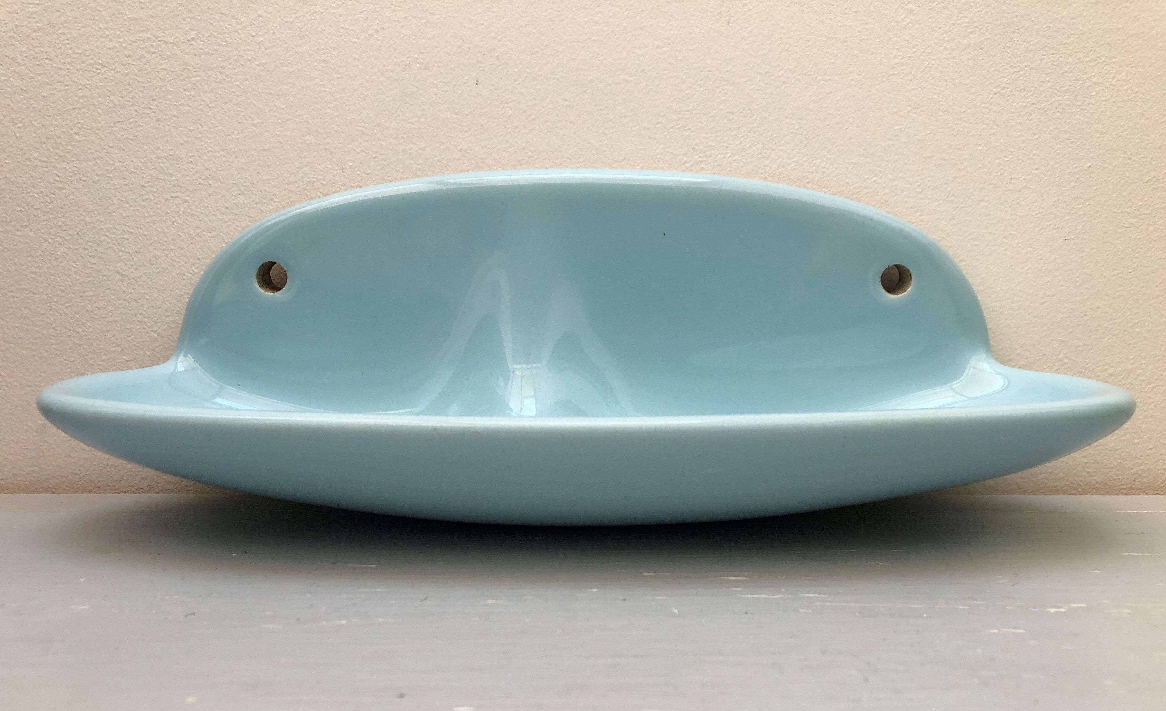 Sky blue soap dish vintage 70s