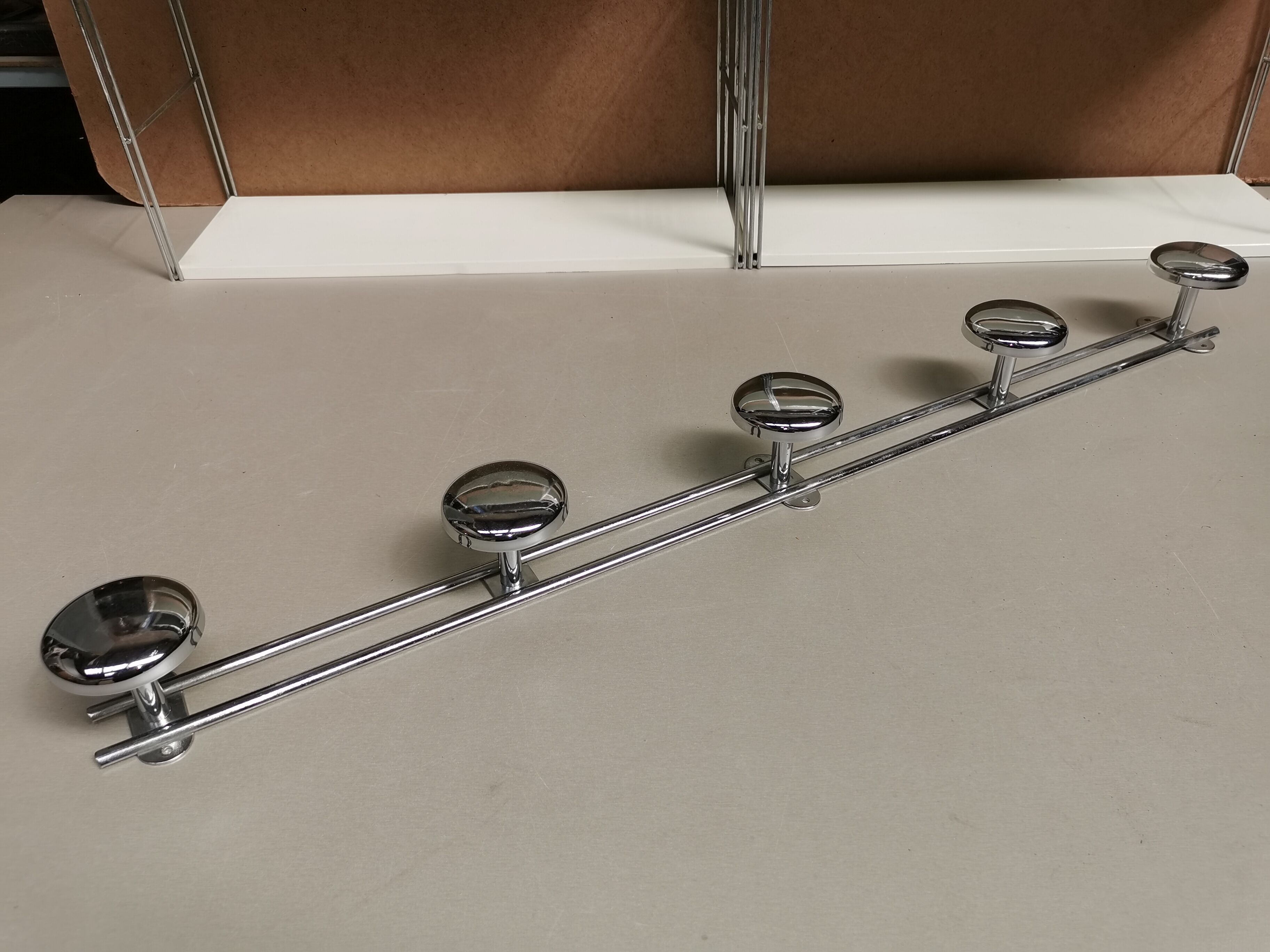 Vintage wall coat rack 70 to 5 Chrome hooks