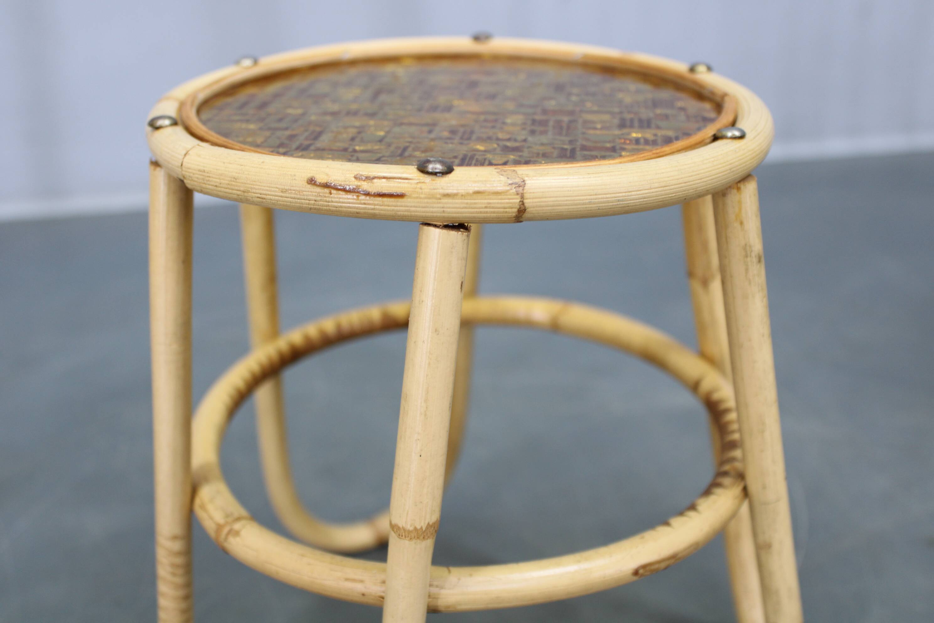 Mid-century European rattan accessories set with tables and magazine racks, 1960s