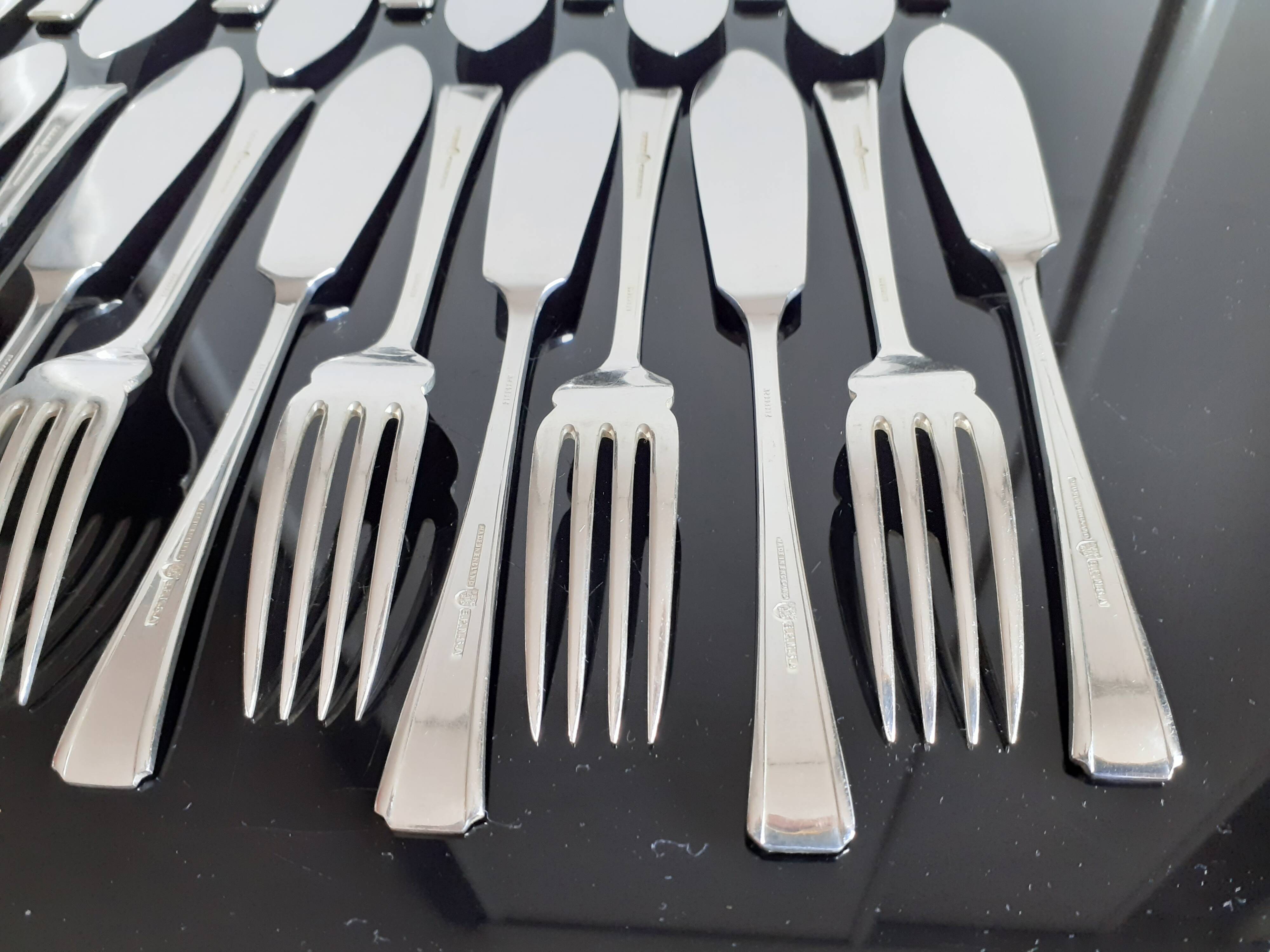 Set of 12 silver plated fish knives and 12 forks