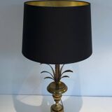 Neoclassical Palm Tree Table Lamp in Brass in the Style of M