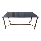 Table basse vintage en laiton et verre