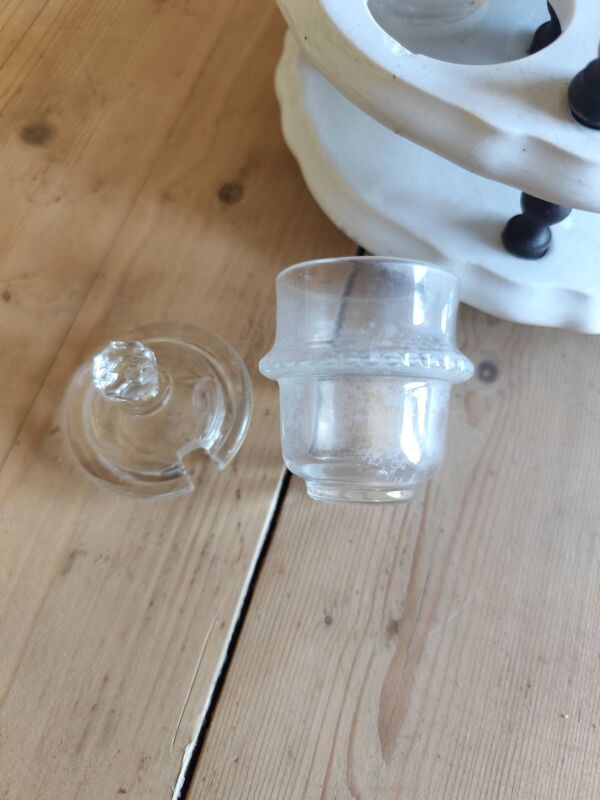 Serviteur de table 1900, 5 récipients pour huile vinaigre condiments  Gien