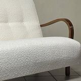 Canapé des années 1940 en bois et tissu bouclé, production italienne