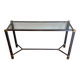 Glass Top Console in Lacquered Aluminium and Gold Metal, Pierre Vandel,