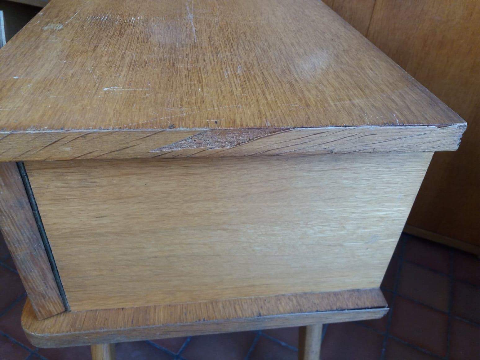 Vintage rattan feet compass bedside table