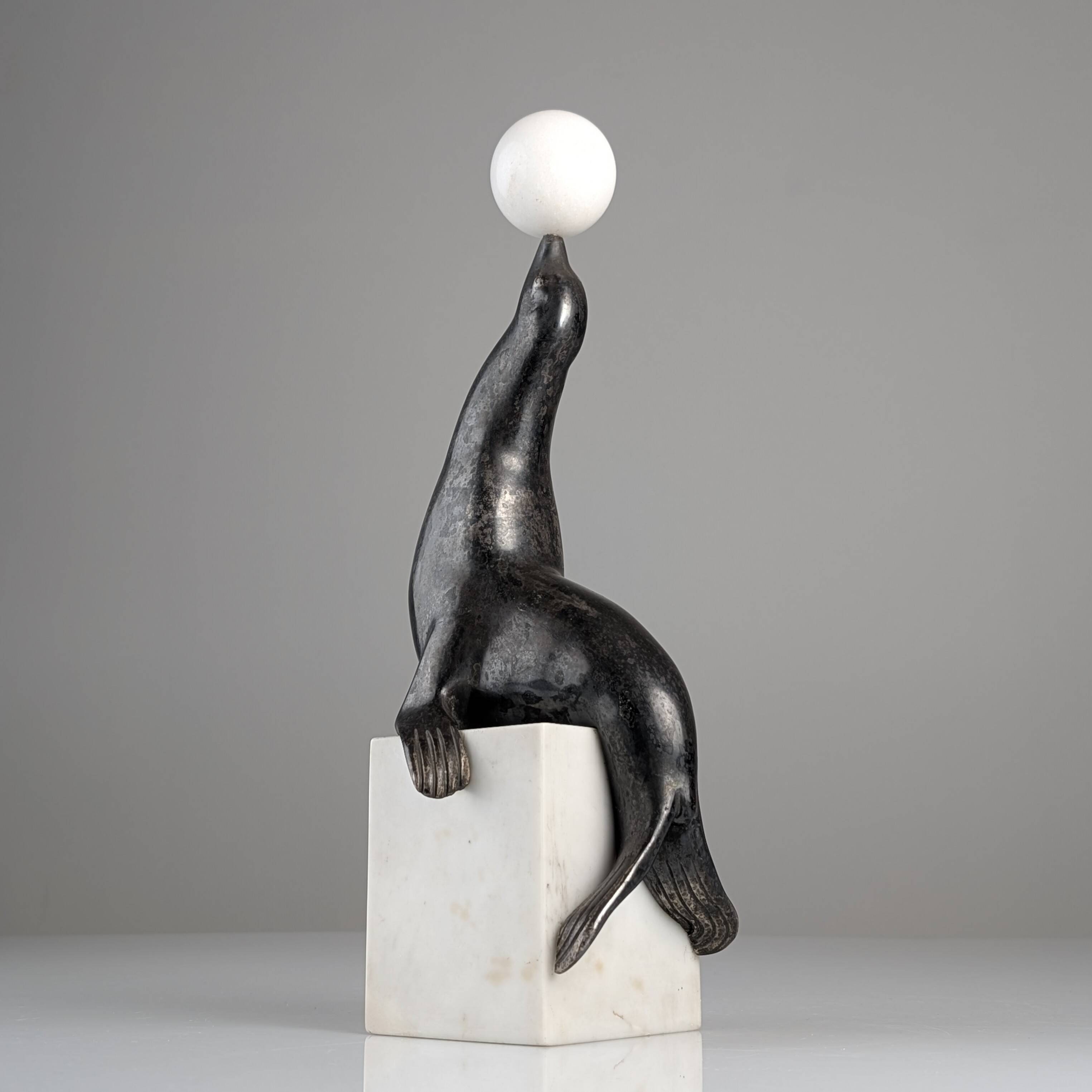 Art Deco sea lion sculpture attributed Marcel-André Bouraine, 1920s