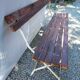 Folding garden bench in wrought iron and wood