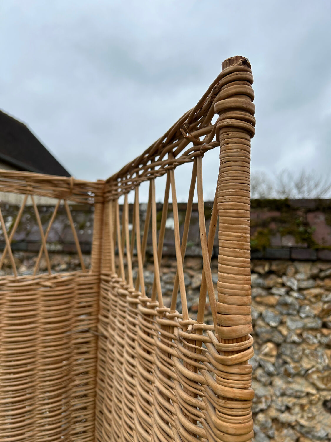 Vintage 1960s woven wicker screen