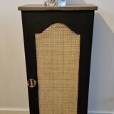 Wooden and cane chest unit