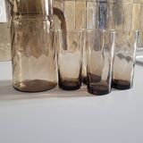 Service à orangeade en verre fumé