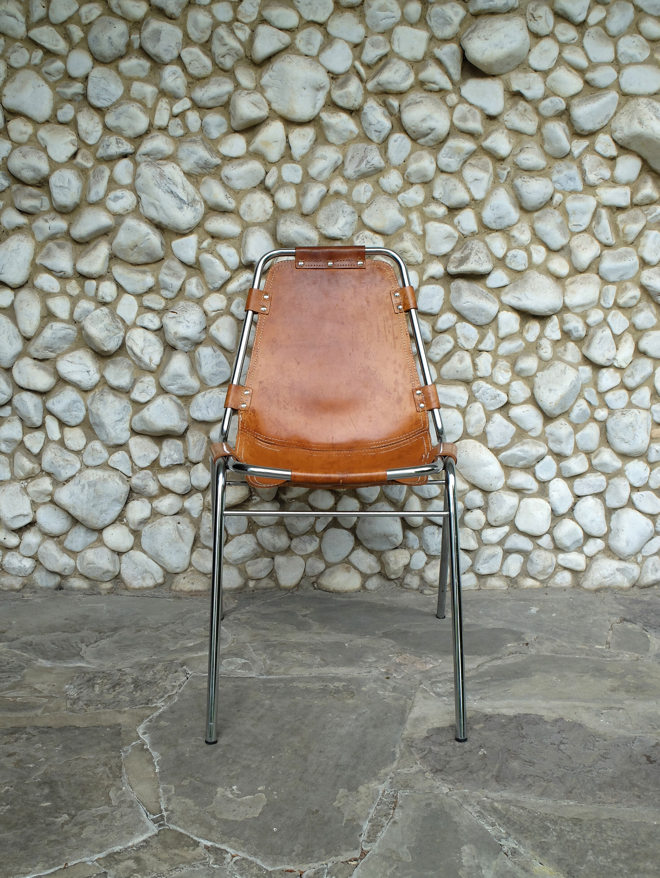 Chaise vintage Les Arcs en cuir, éditée par Dal Vera