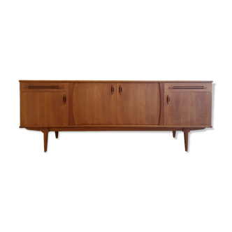 Enfilade scandinave en teck années 50-60, fabrication française signée Eros