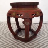 Stool Chinese pedestal table old red lacquer