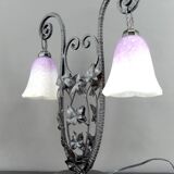 Important Wrought Iron Double-Headed Lamp by Schneider, Art Deco, c. 1920