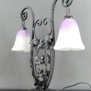 Important Wrought Iron Double-Headed Lamp by Schneider, Art Deco, c. 1920
