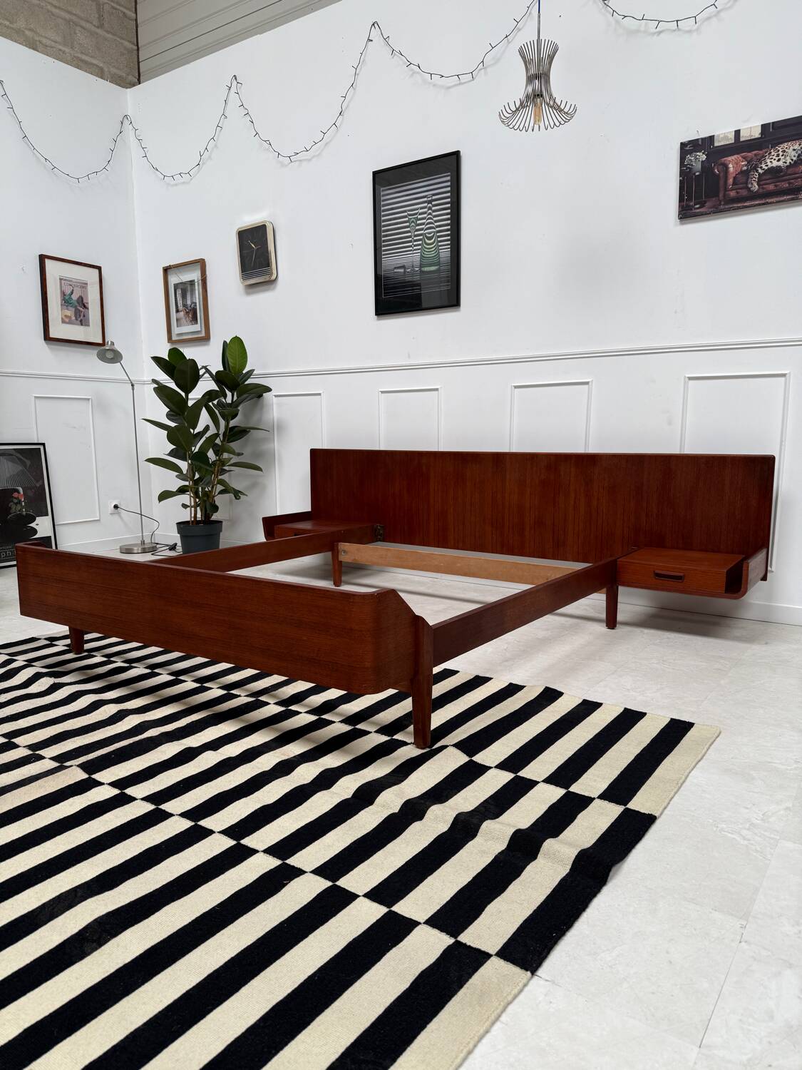 Scandinavian double teak bed