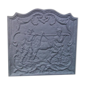 Stern Art Foundry Cast Fireplace Plate Hunting Back