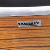 Table and its 2 chairs in brown formica Supermatic