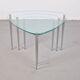 Triangular Nesting Tables in Glass and Metal, 1970s, Set of 3