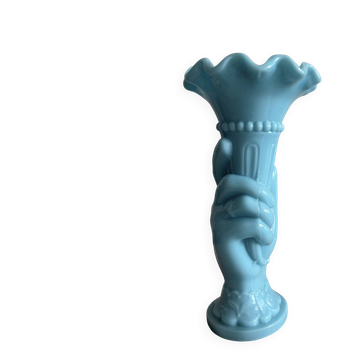 Vase à main en opaline bleue antique – Portieux Vallerysthal